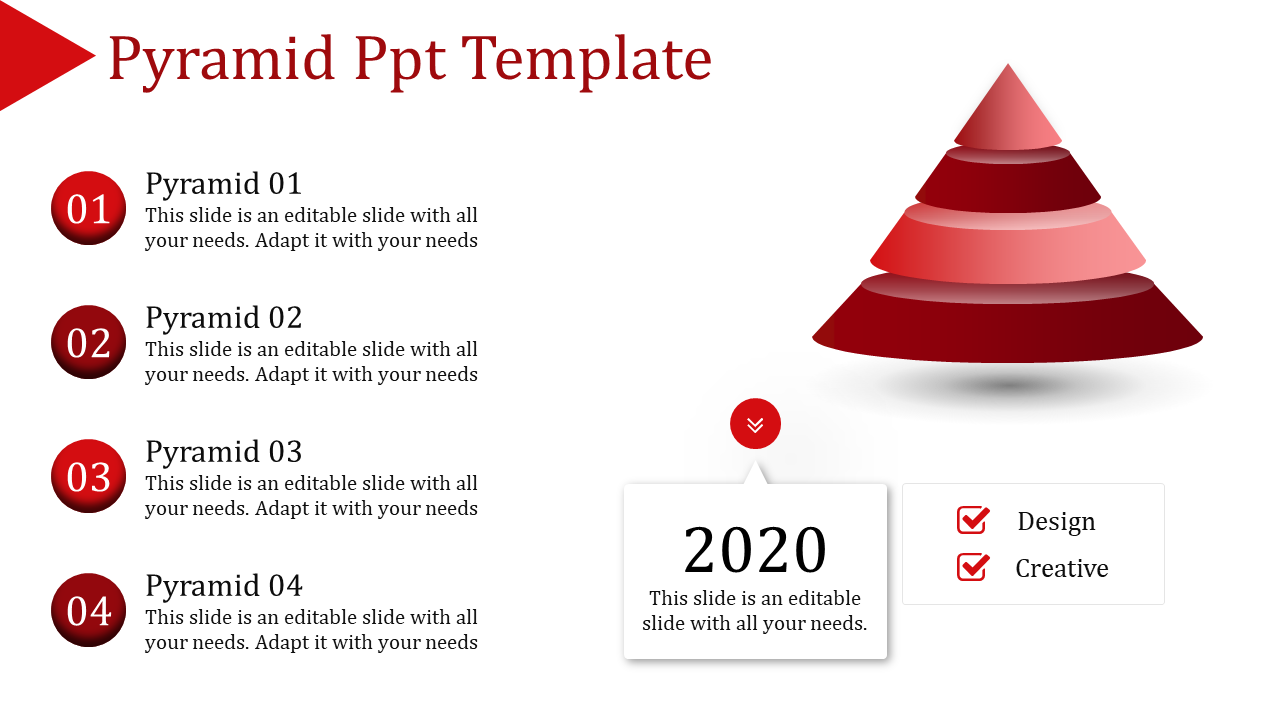 Grab an Astounding Pyramid PPT Template with Four Nodes